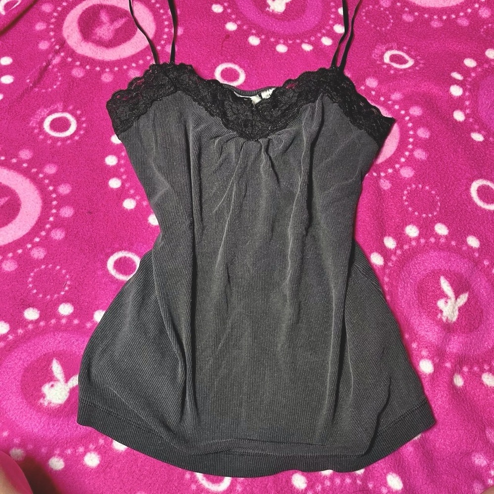 Vintage Worthington Black Lace Trim Tank Top Size Large - Picture 2 of 6